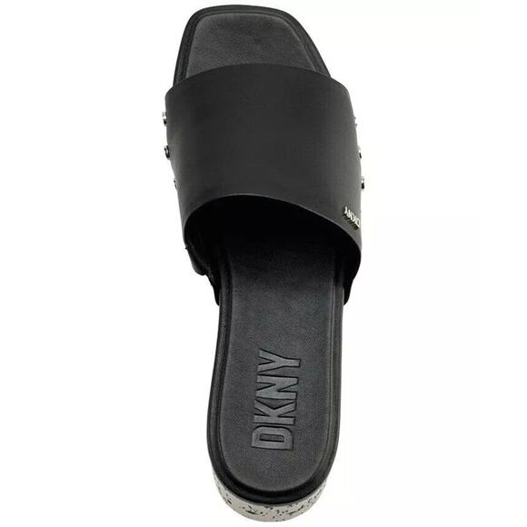 Dkny Women's Alvy Studded Platform Wedge Slide Sandals, Black Size 8.5M - Picture 3 of 5